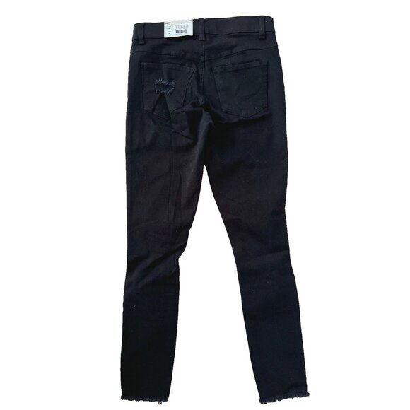 Hue Skimmer Ripped Knee Denim Leggings Black ( XS ) - Picture 3 of 3